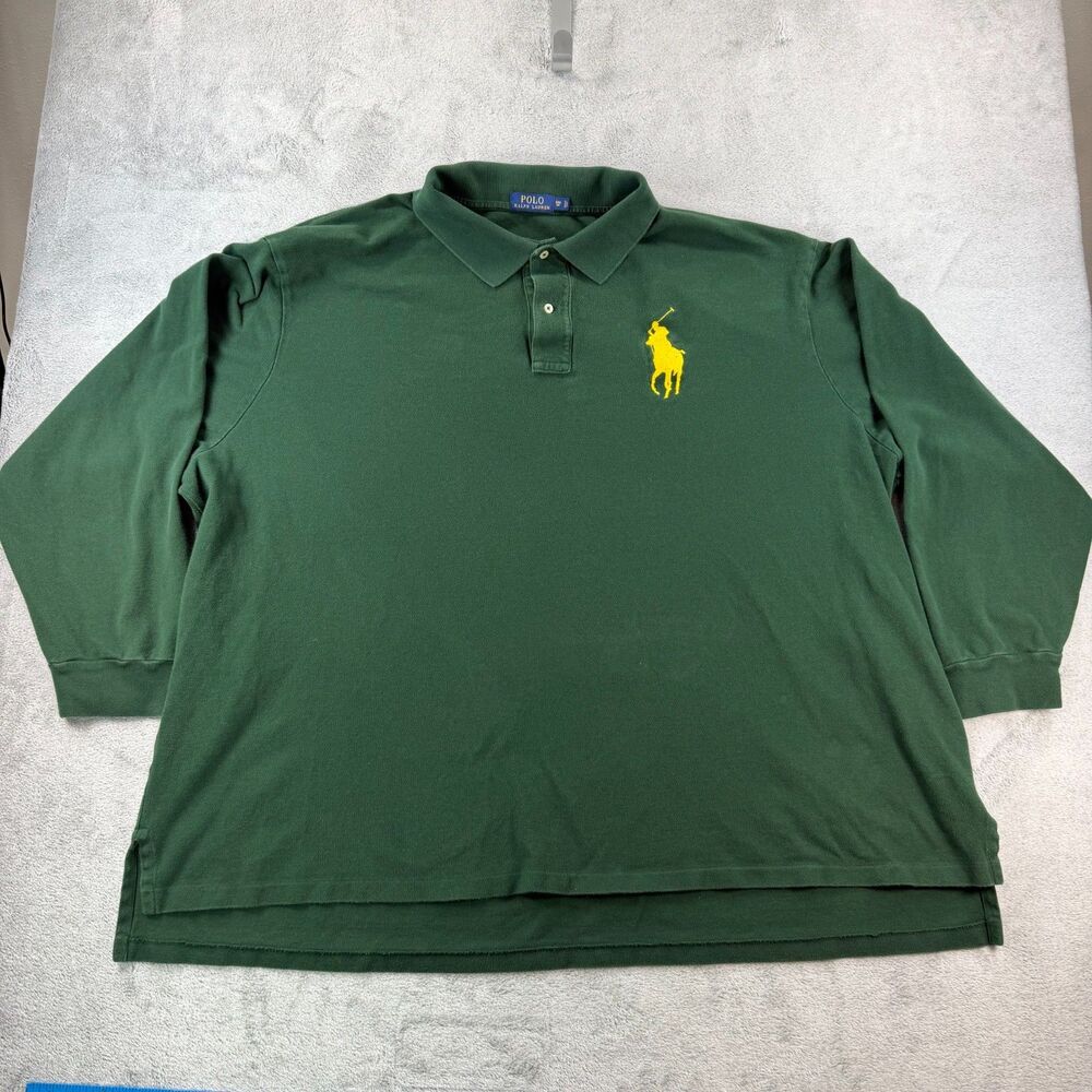 Polo Ralph Lauren Big Pony Polo Shirt Men's 5XB Green Long Sleeve Cotton